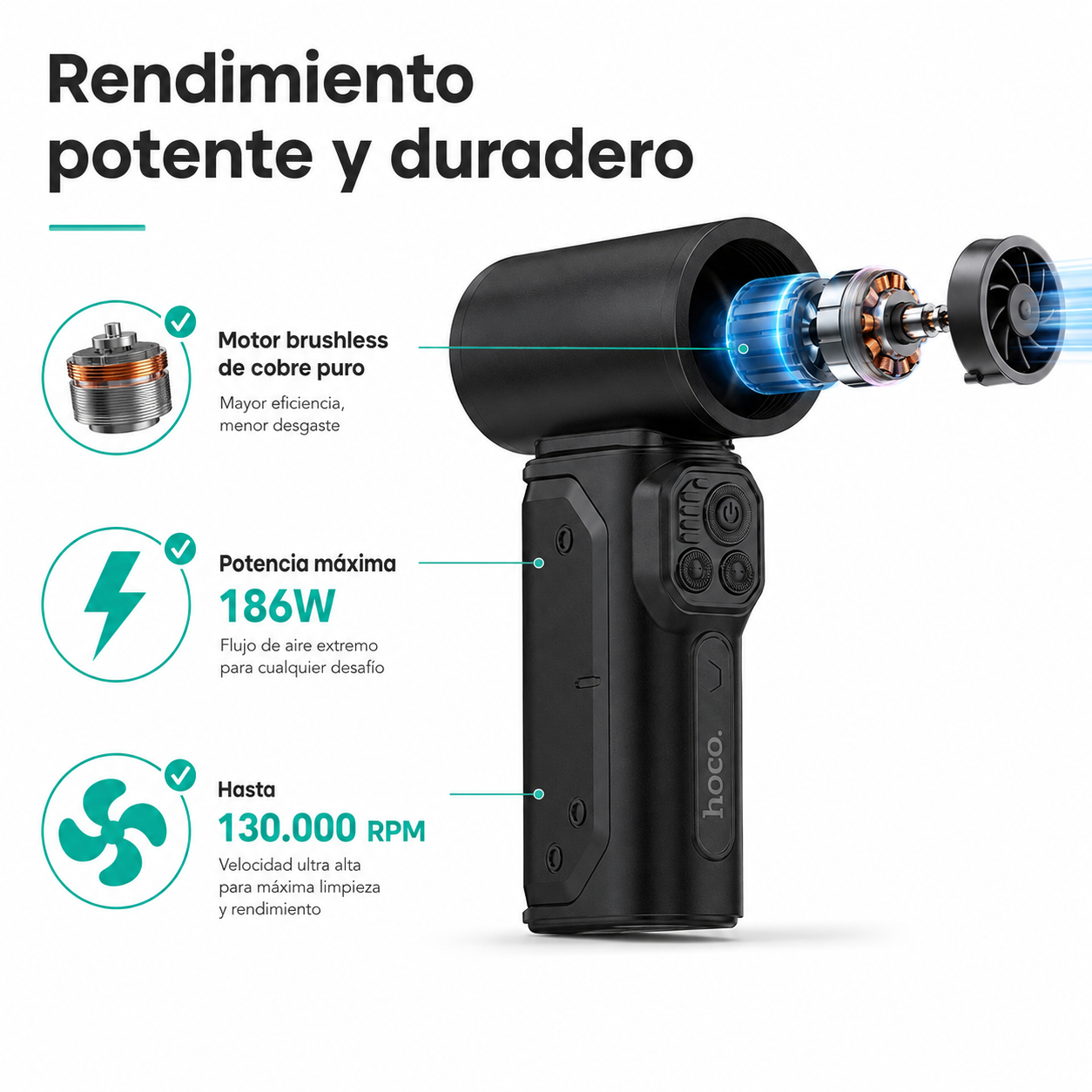 Soplador Aire Port til Hoco HX68 130000 Rpm Inal mbrico-6