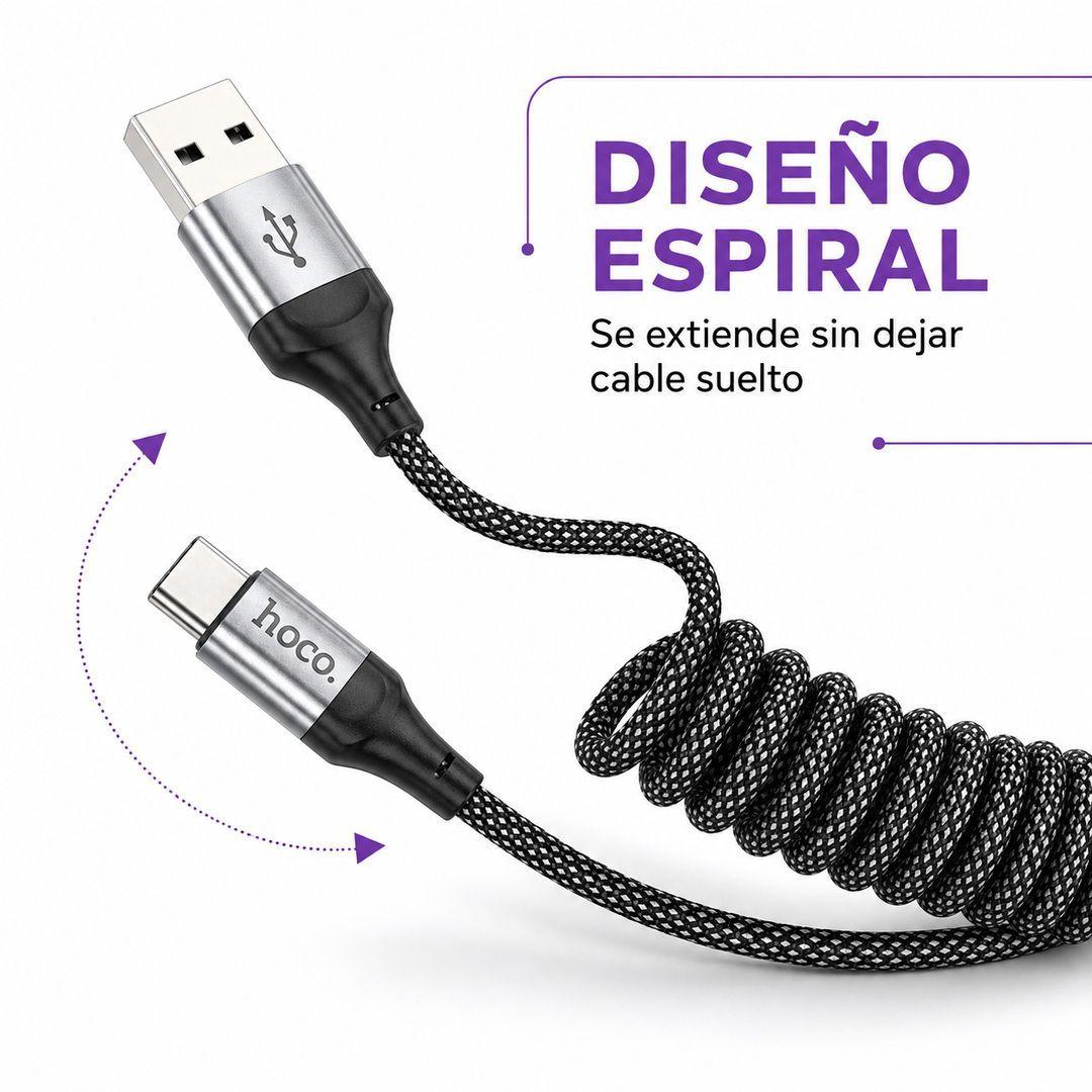 Cable USB A USB C Espiral Carga Y Datos Hoco X121-2