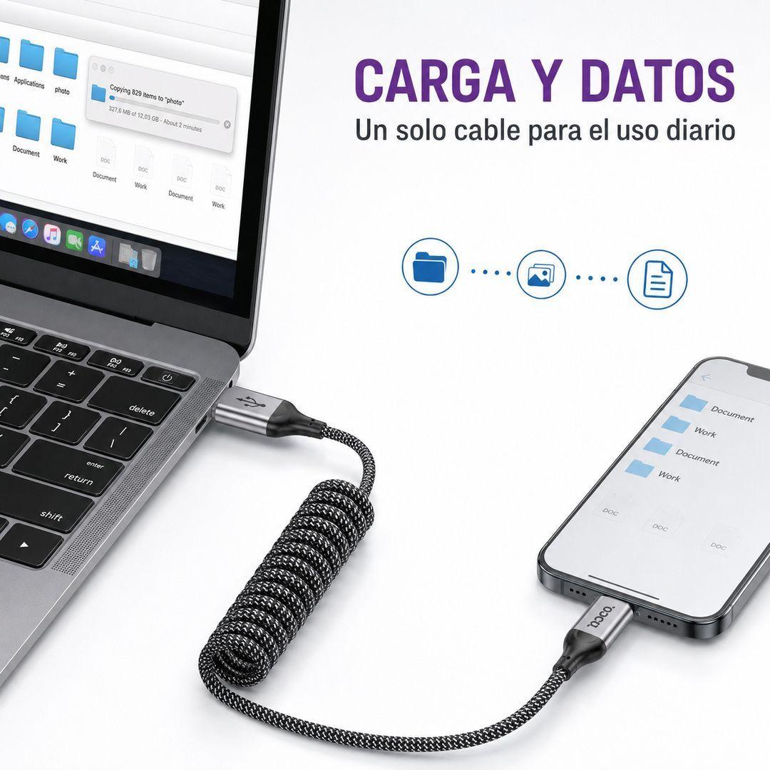 Cable USB A USB C Espiral Carga Y Datos Hoco X121-5