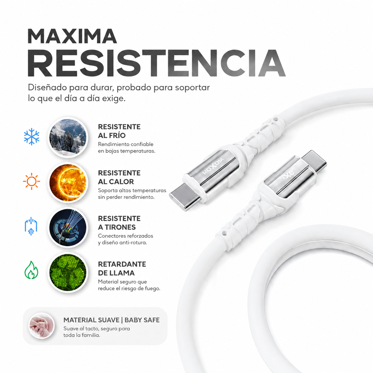 Cable Tipo C A Tipo C 60W Moxom Silicona 1 Metro-4