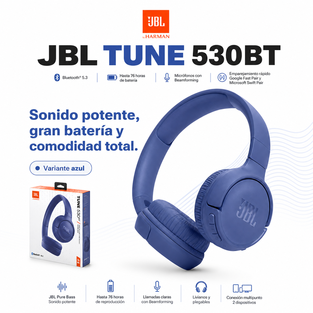 JBL Tune 530BT Audifonos Bluetooth 76h Pure Bass-8