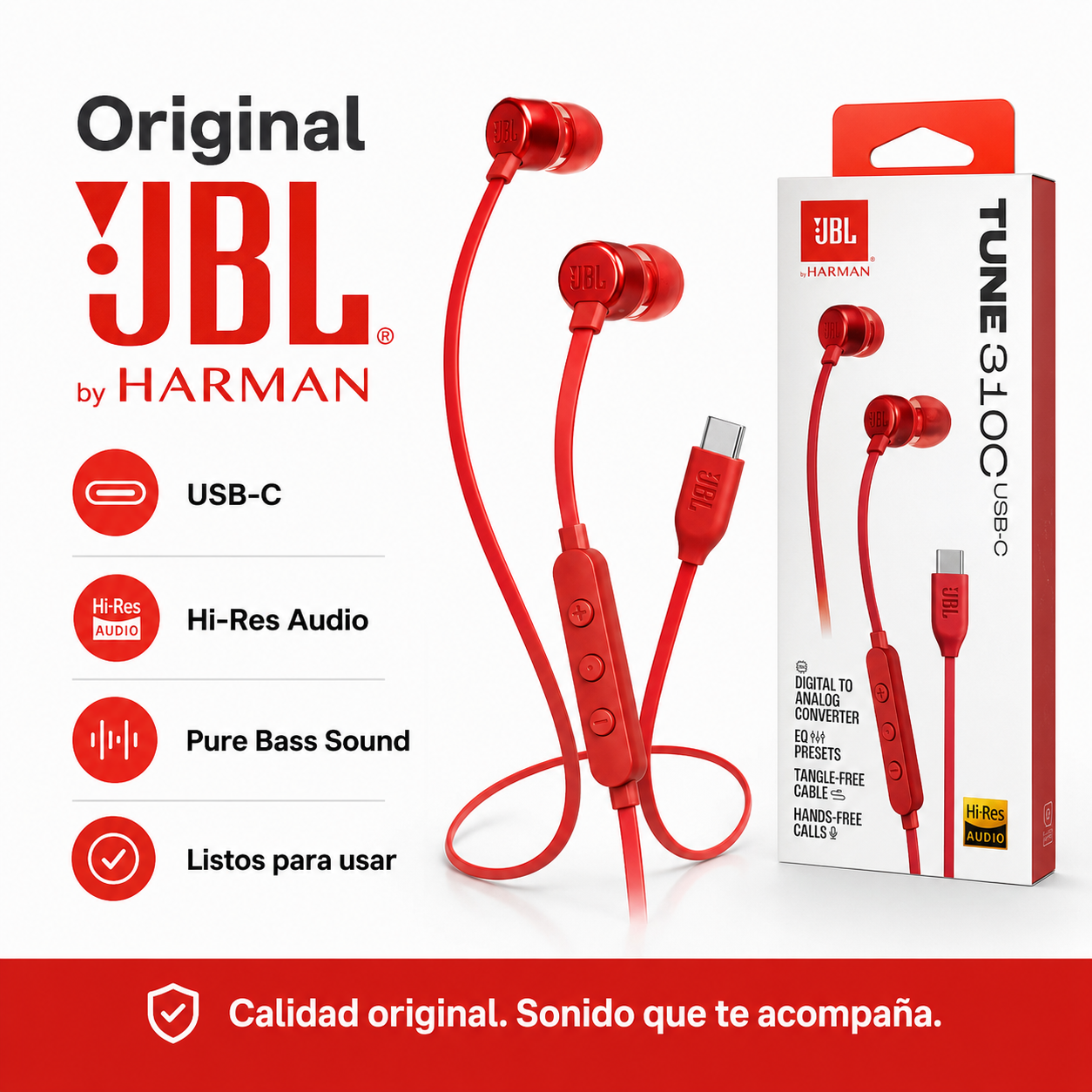 JBL Tune 310C USB Tipo C Hi Res Audio Original-8