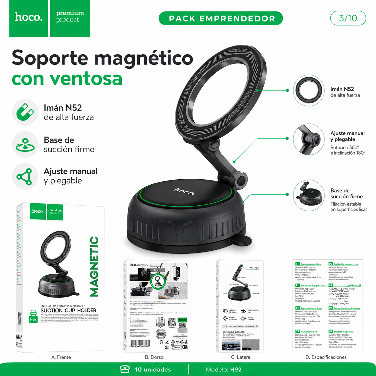Soporte Magnetico Celular Auto Ventosa Ajustable 360-2