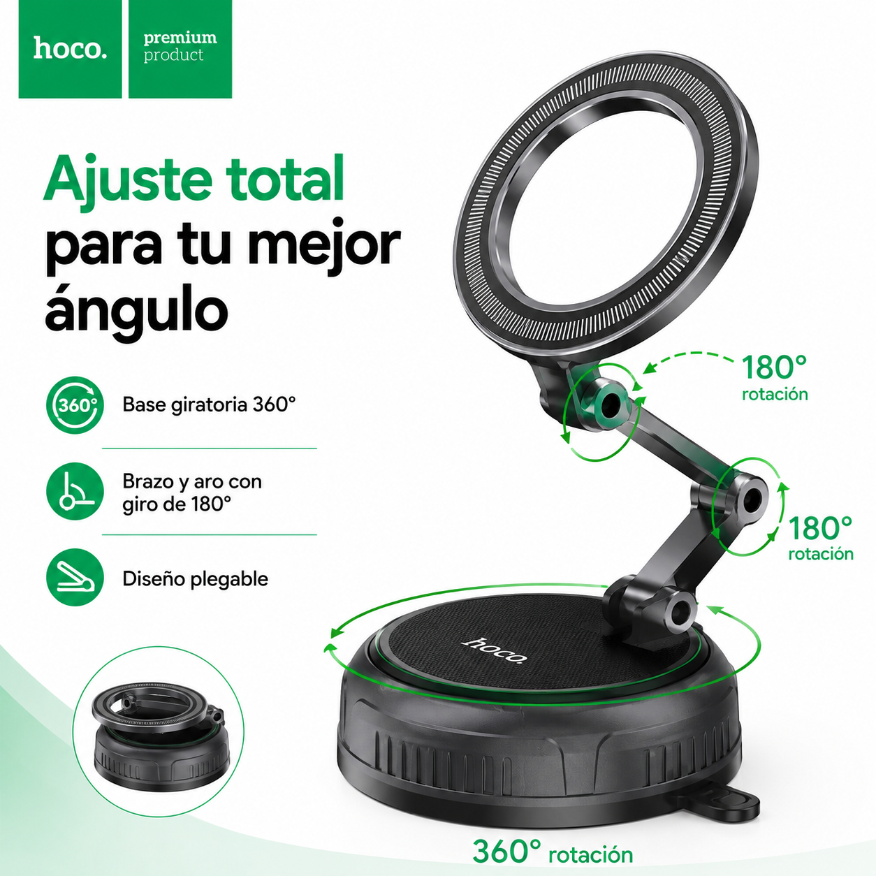 Soporte Magnetico Celular Auto Ventosa Ajustable 360-3