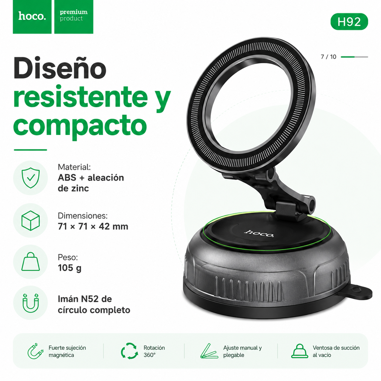 Soporte Magnetico Celular Auto Ventosa Ajustable 360-6