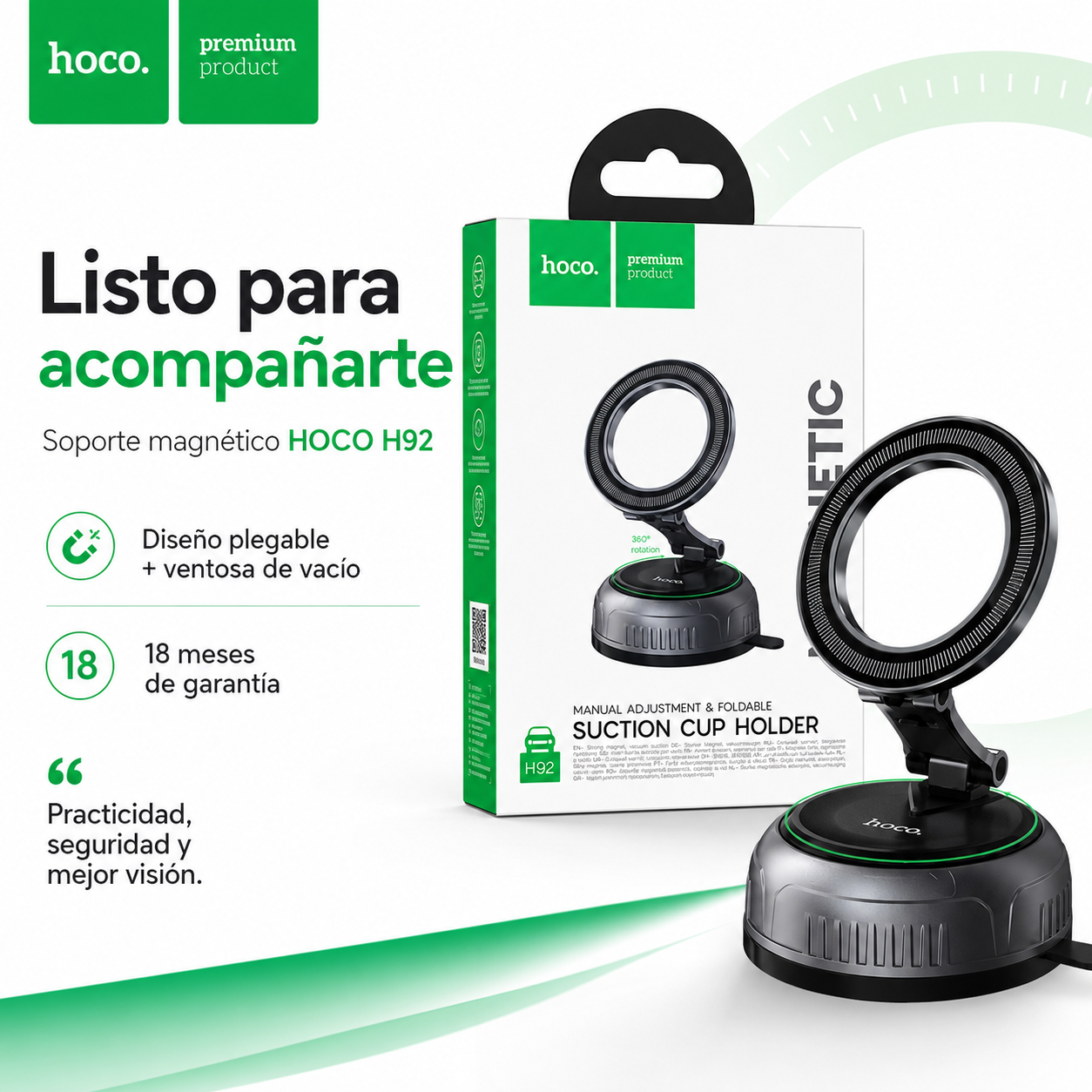 Soporte Magnetico Celular Auto Ventosa Ajustable 360-9