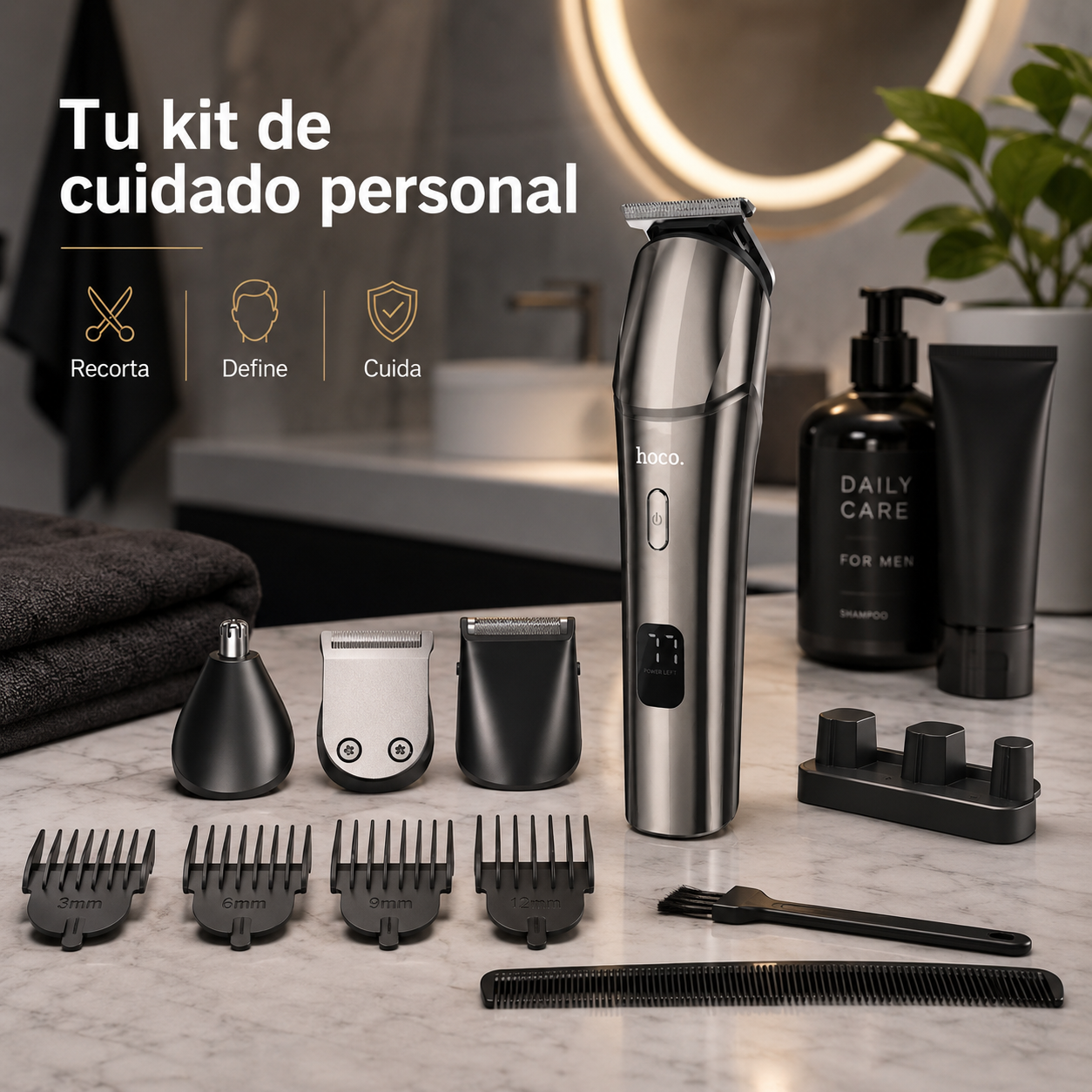 Maquina De Cortar Cabello Hoco HP26 IPX6 Recargable-9