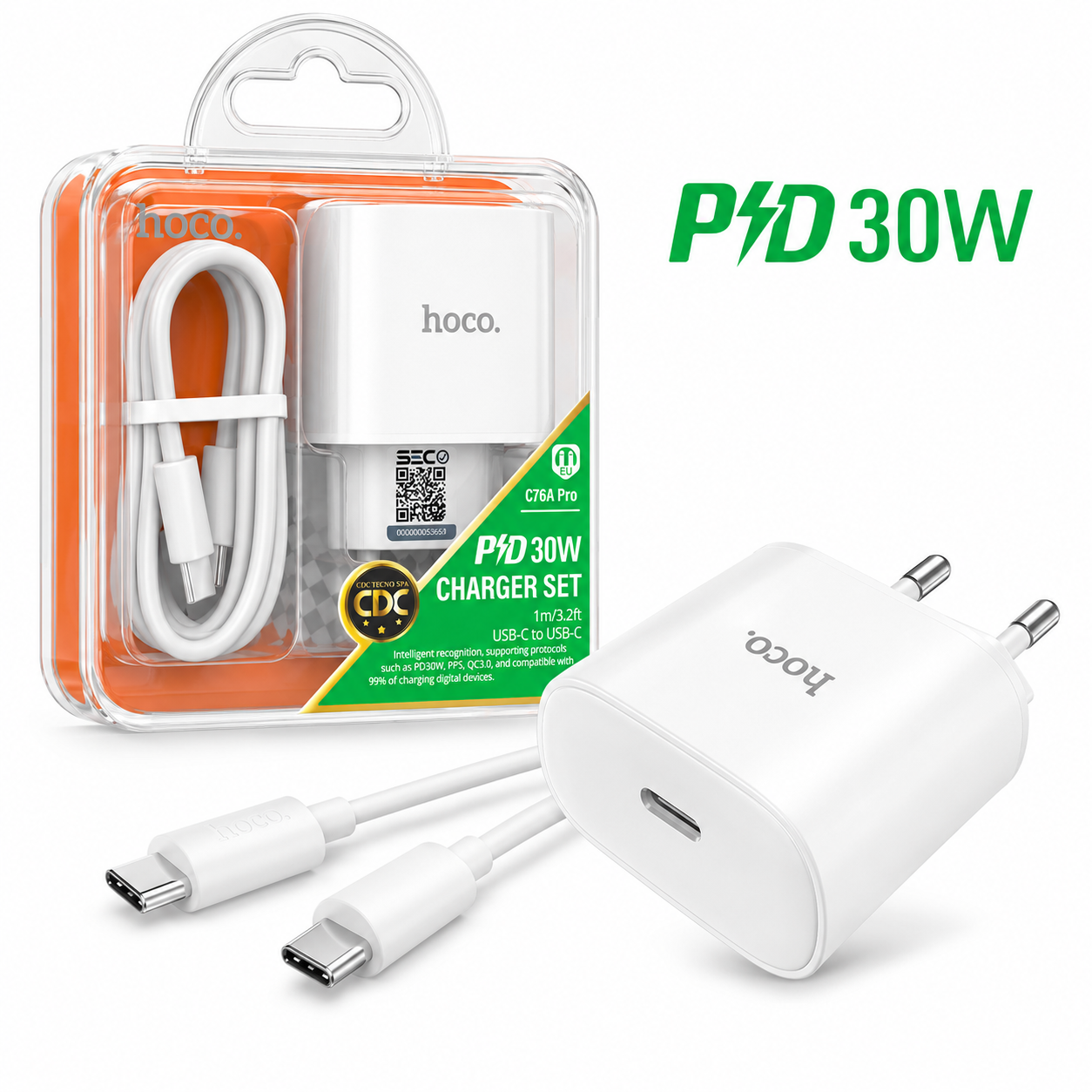 Cargador Hoco C76A Pro 30W PD Cable USB C A USB C-2