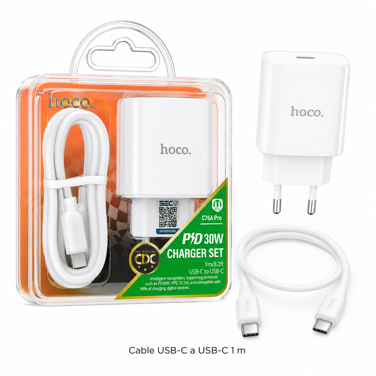 Cargador Hoco C76A Pro 30W PD Cable USB C A USB C-3