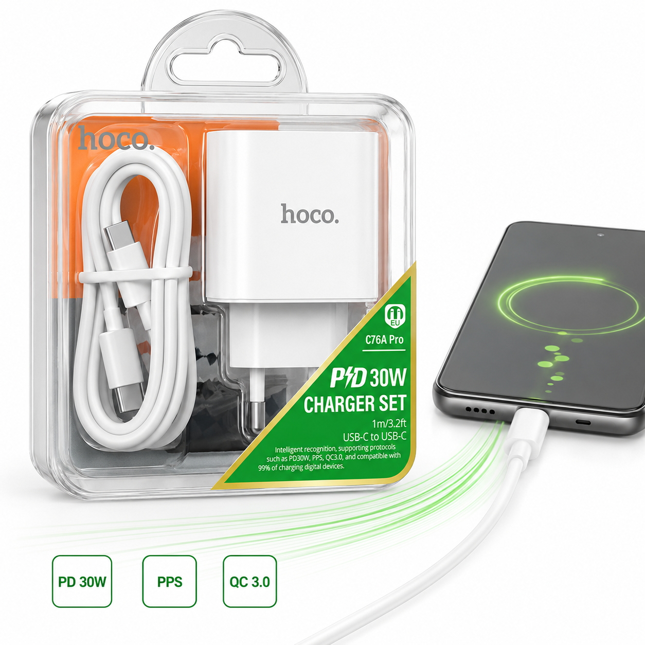 Cargador Hoco C76A Pro 30W PD Cable USB C A USB C-5