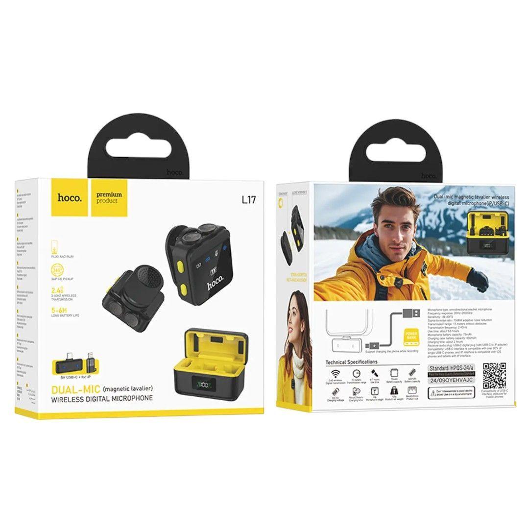 Micrófonos Hoco L17 USB‑C + Lightning – Set Dual-2