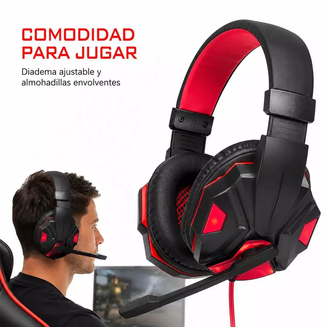 Audifonos Gamer Con Microfono Led 3 5mm Cable 2m-4