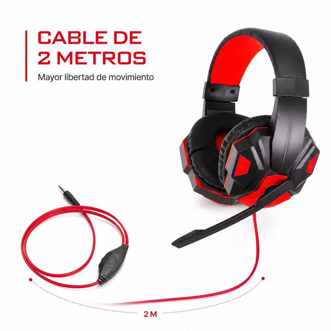 Audifonos Gamer Con Microfono Led 3 5mm Cable 2m-5
