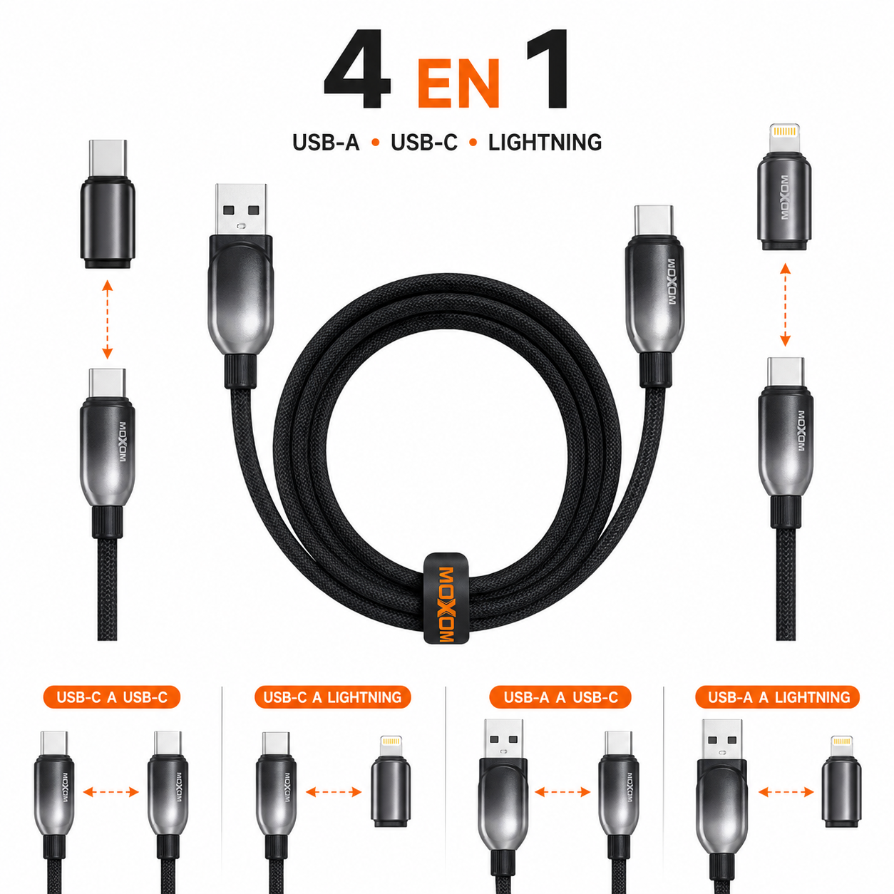 Cable Carga Rapida 4 En 1 USB C Lightning 100W-2