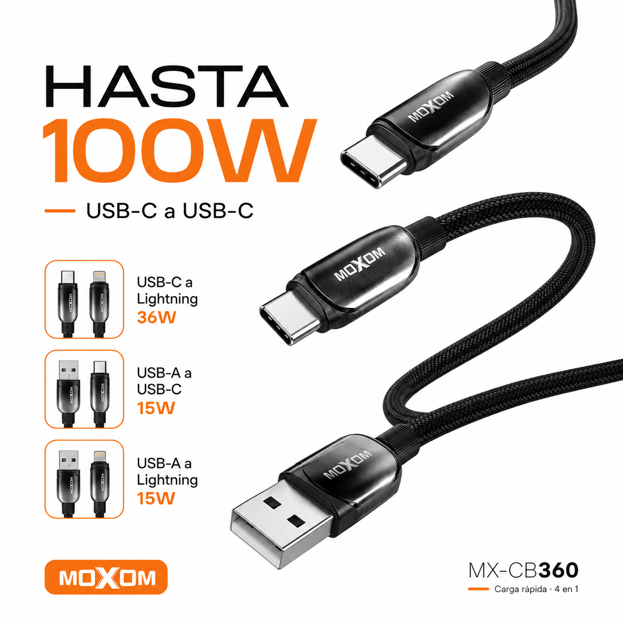 Cable Carga Rapida 4 En 1 USB C Lightning 100W-4