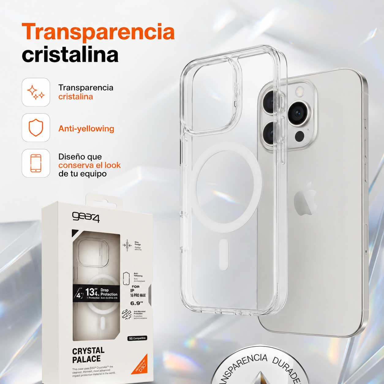 Carcasa Gear4 Crystal Palace Magsafe para iPhone 16 Pro Max-3