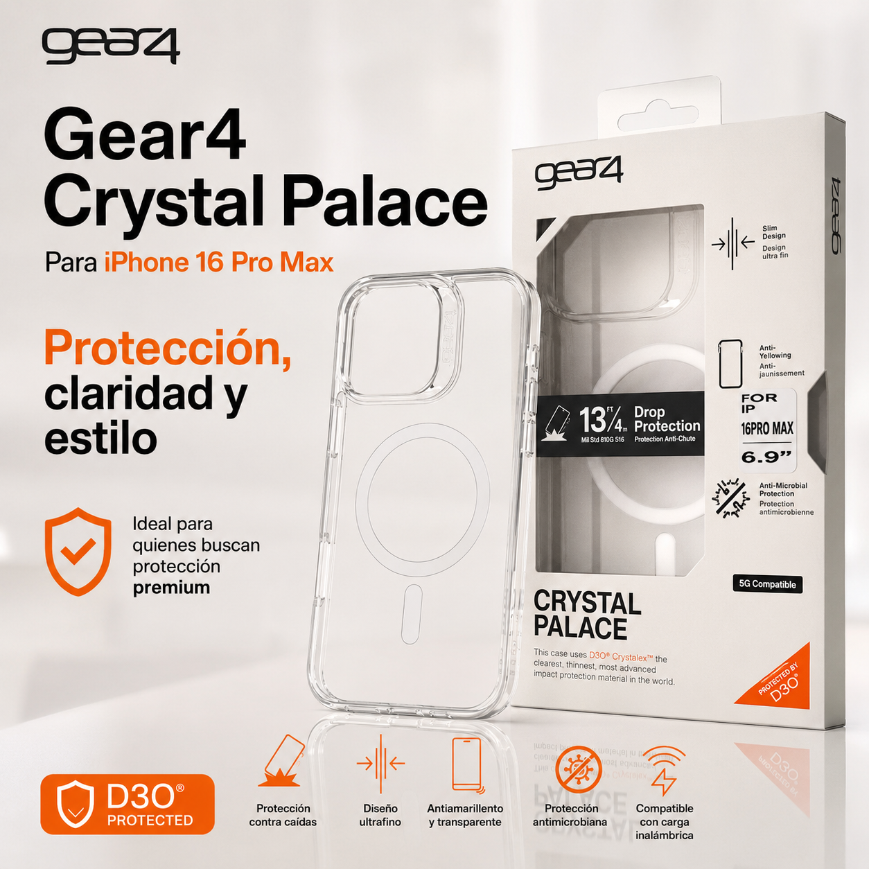 Carcasa Gear4 Crystal Palace Magsafe para iPhone 16 Pro Max-8
