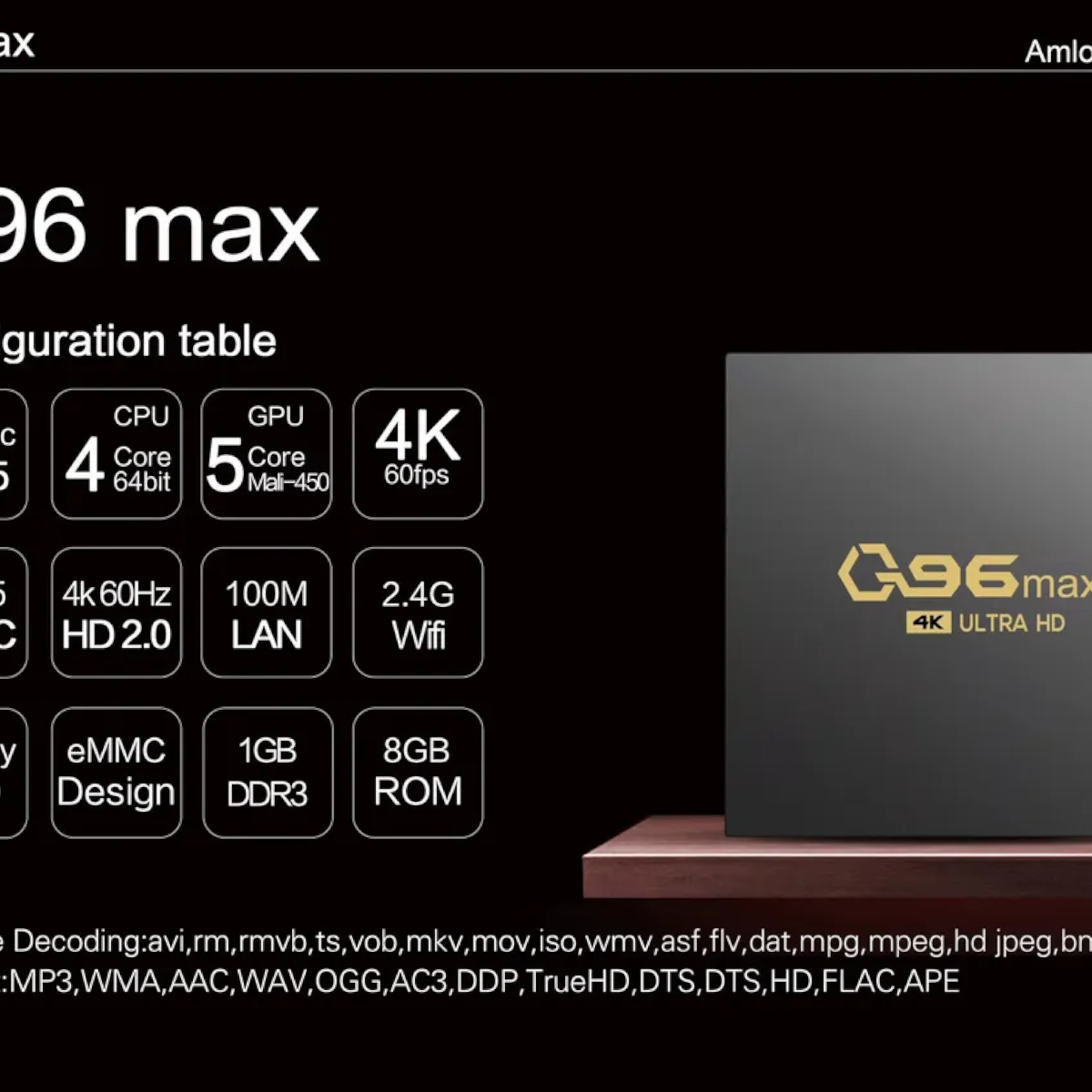 TV Box Q96 MAX Android 4K con WiFi y Control Remoto-6