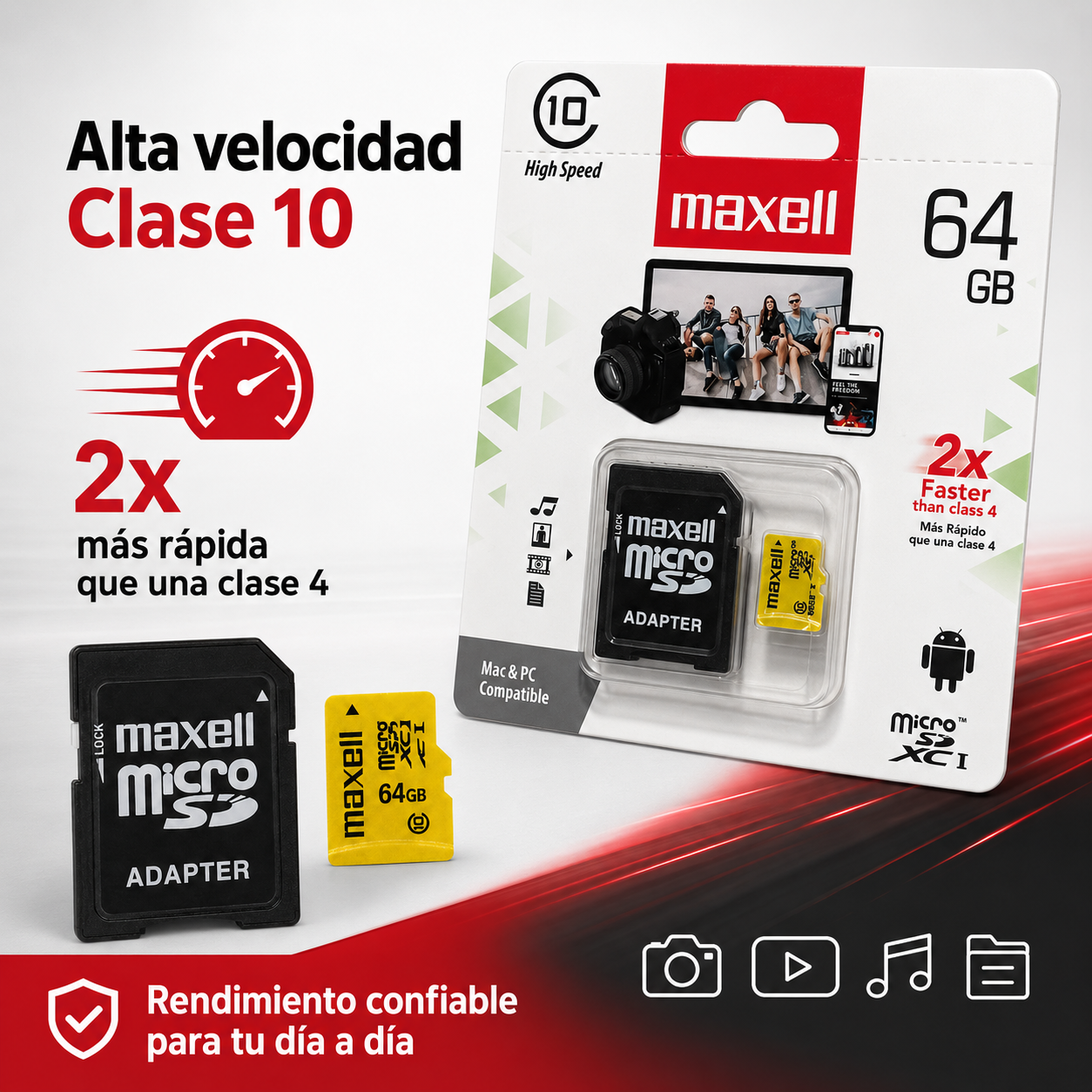 Memoria Micro SDXC 64GB Clase 10 Para C maras Y M vil-5
