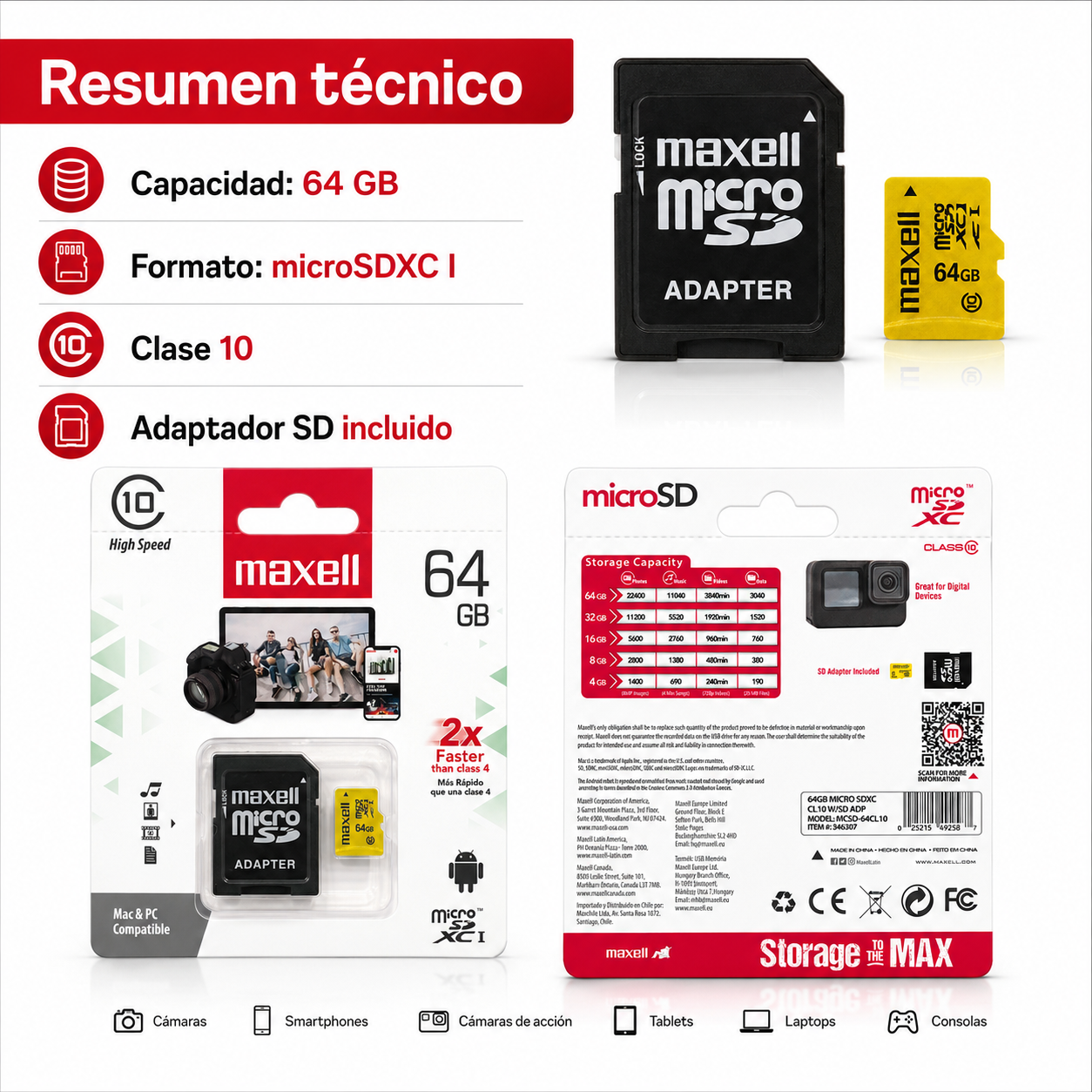 Memoria Micro SDXC 64GB Clase 10 Para C maras Y M vil-8
