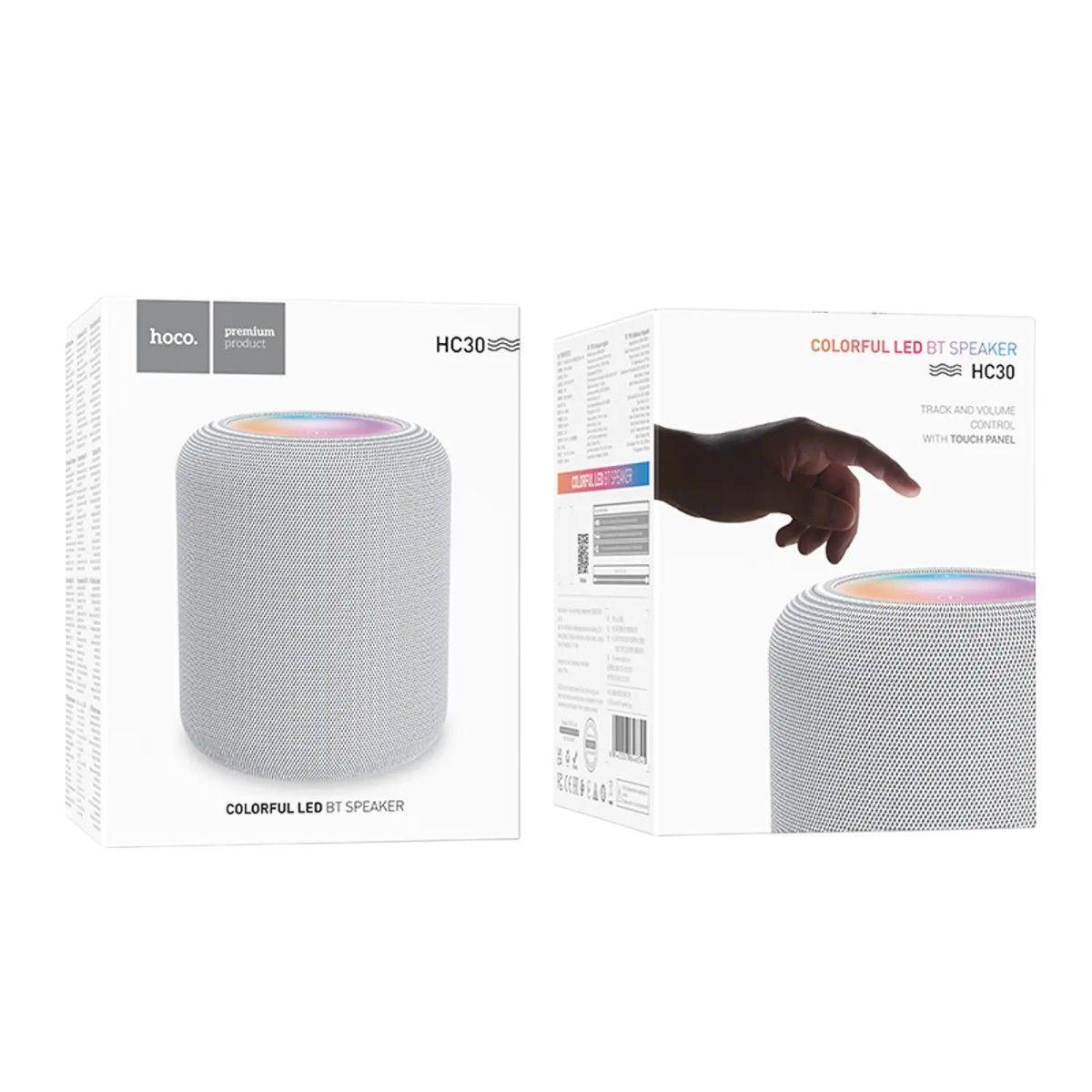 Parlante Hoco HC30 Oceano Gris Bluetooth 5.3 10W con Luces RGB y USB-2