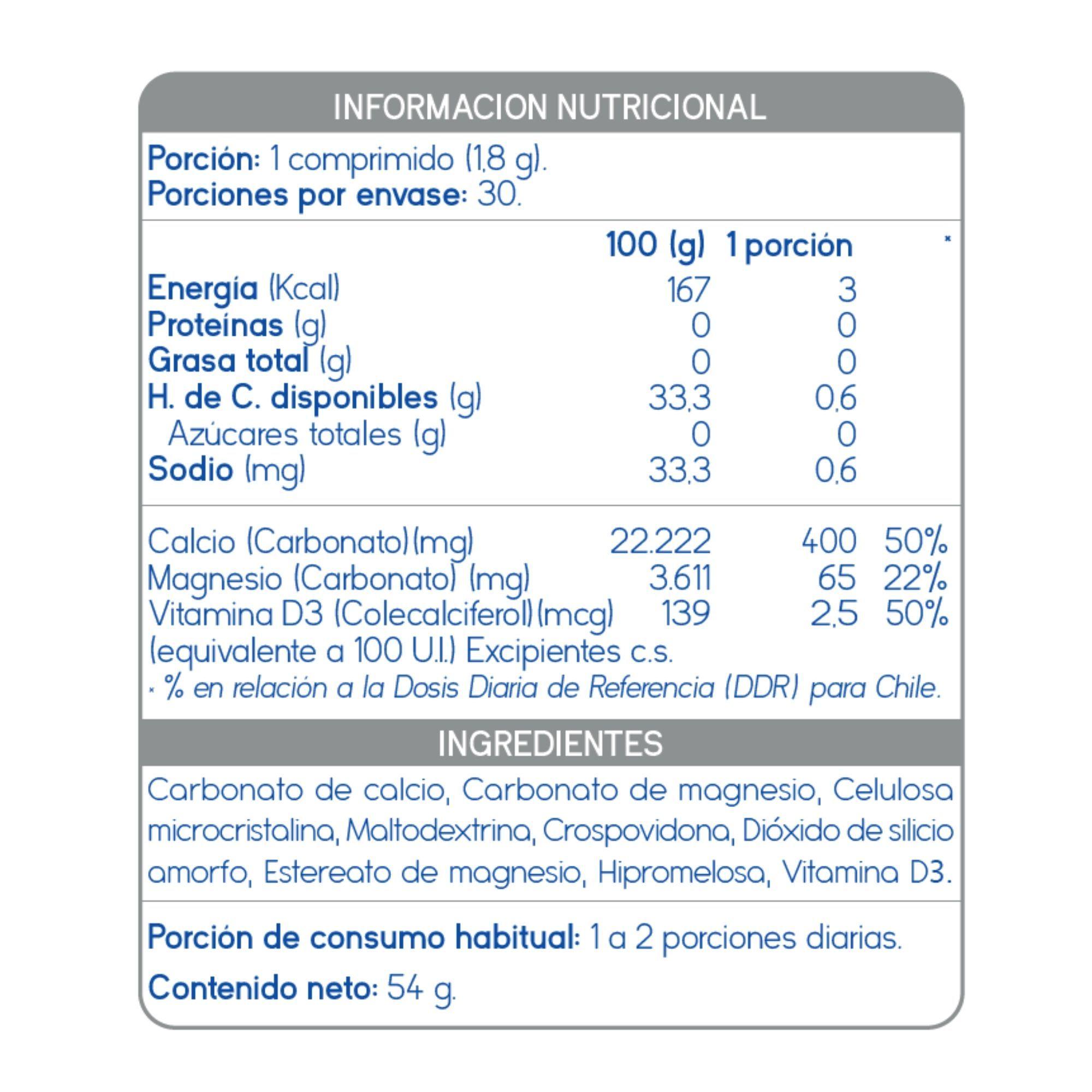 CALCIO FORTE 400MG - MAGNESIO+VITAMINA D 30 COMPRIMIDOS-1