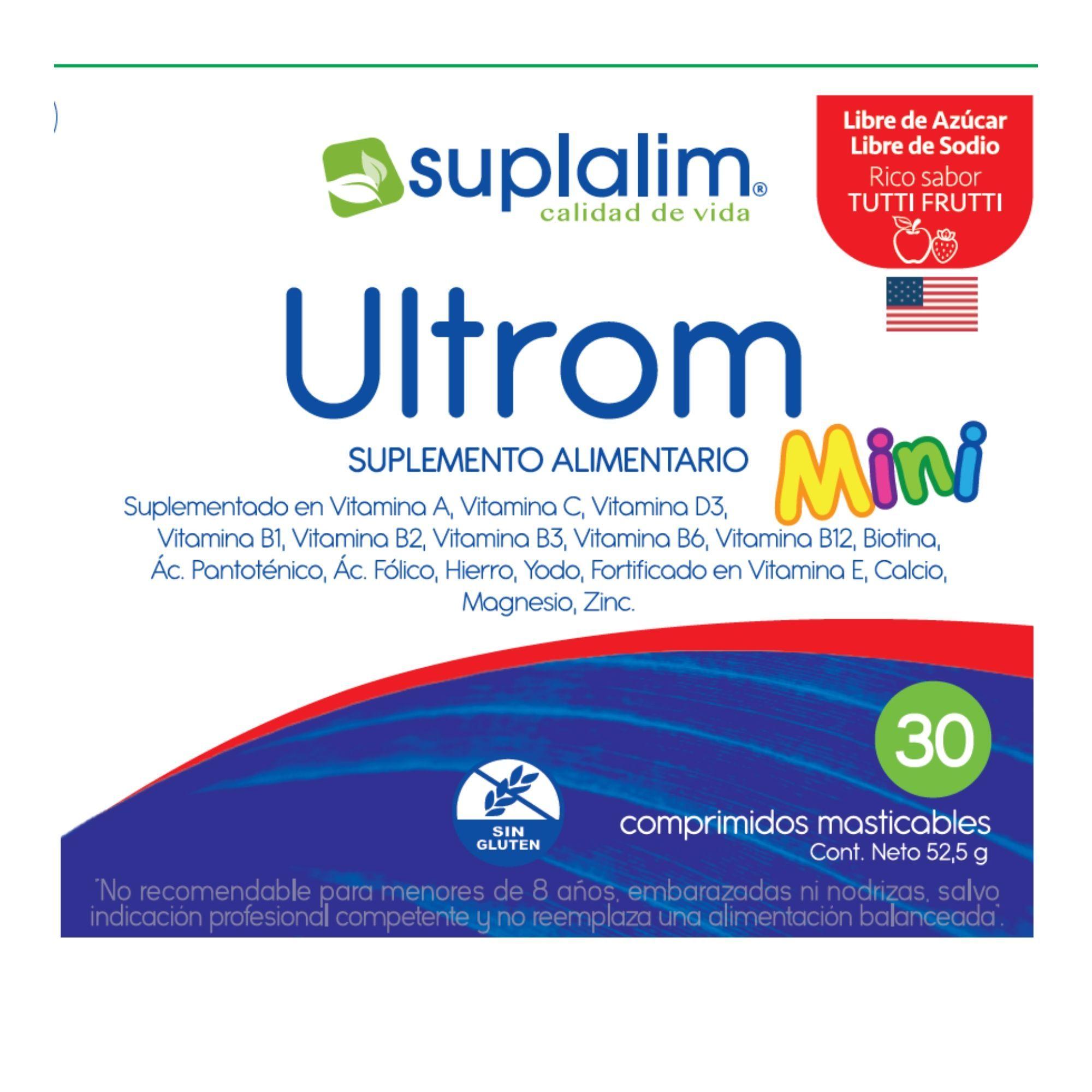 MULTIVITAMÍNICO ULTROM MINI SABOR TUTTI FRUTTI 30 COMPRIMIDOS -2