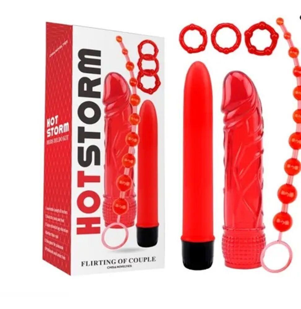 Set 6pzs Dildo Consolador/plug/anillo/extensor/vibrador Plus-0