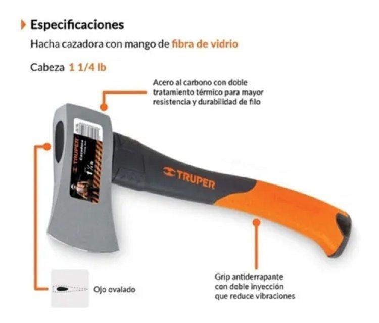 Hacha Cazador 14 Mgo Fibra De Vidrio Truper Hc-1-1/4f-1