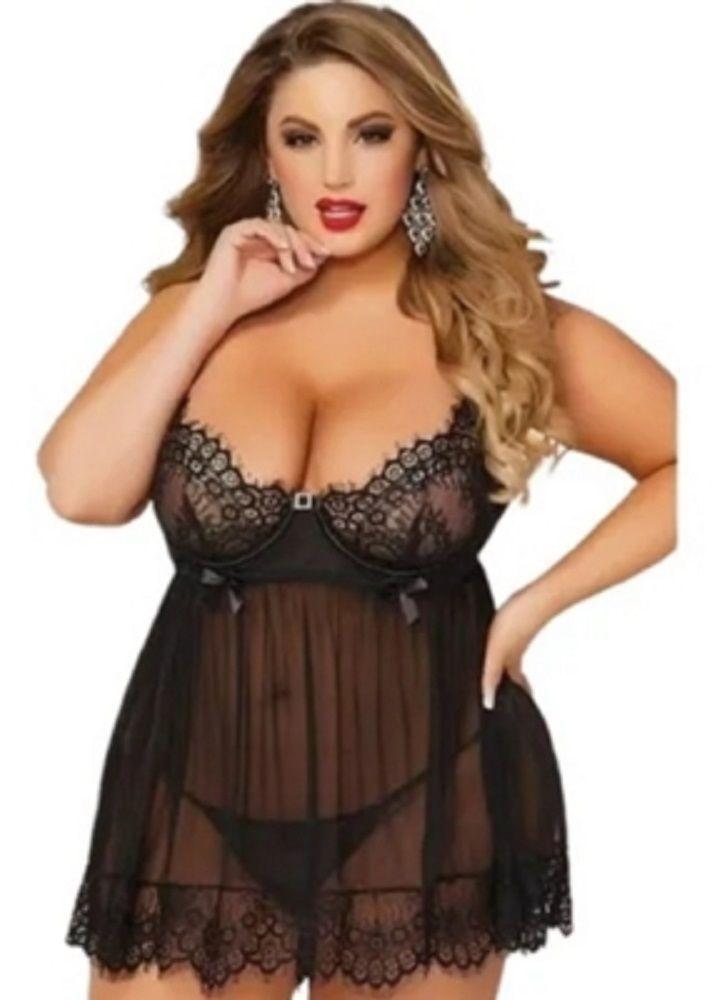 Lencería Erótica Talla Grande Tipo BabyDoll +colales 2022-1
