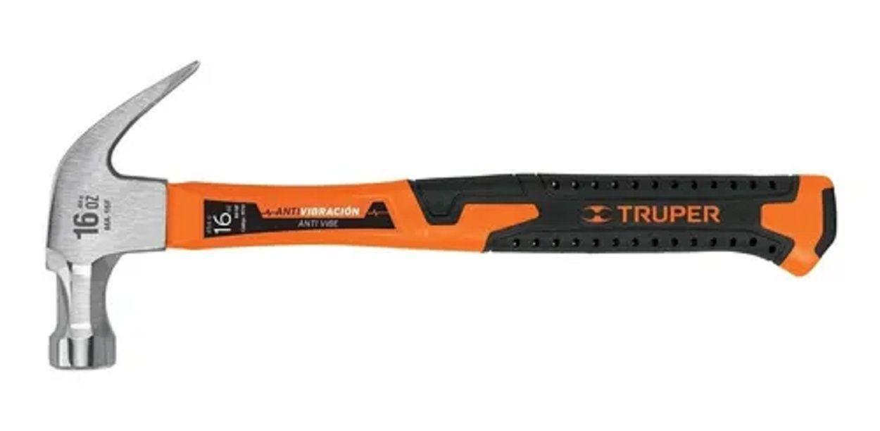 Martillo Forjado Uña Curva 16oz Mango Fibra De Vidrio Truper-0