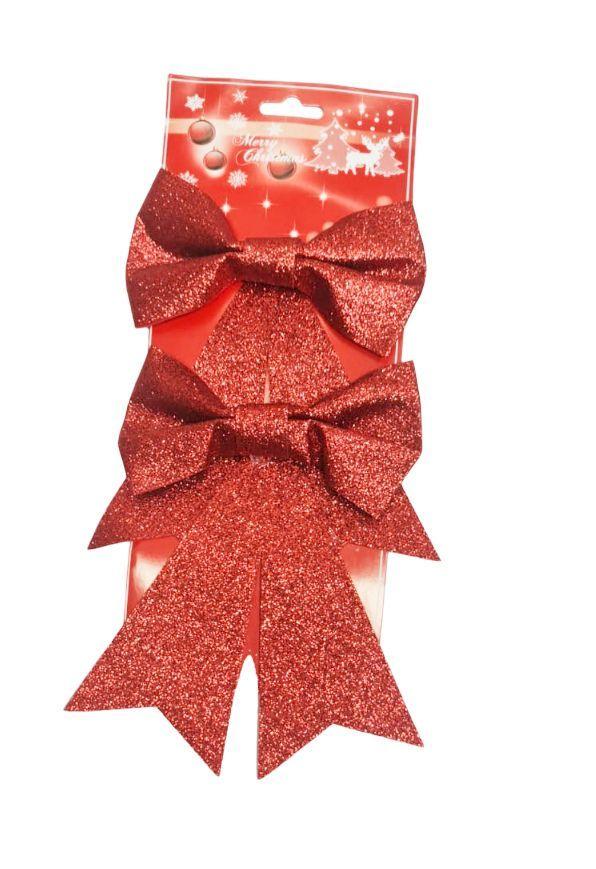 Lazo Grande Decoración para colgar Arbol de Navidad Rojo 15x15cm-0