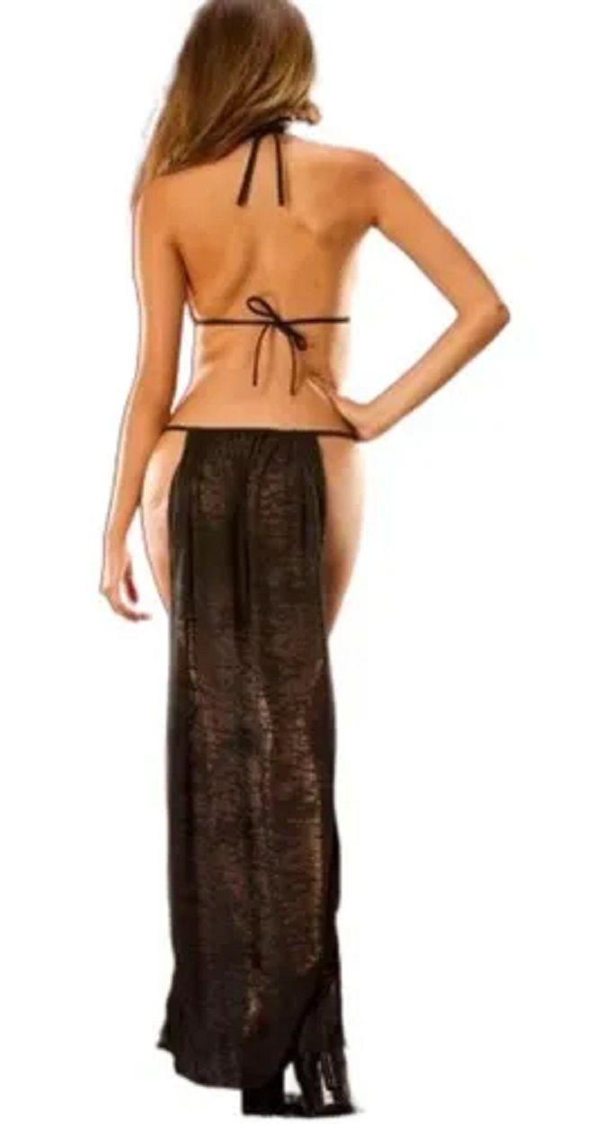 Camison Lenceria Erotica Transparentede Malla Pecho Desnudo Negro-1