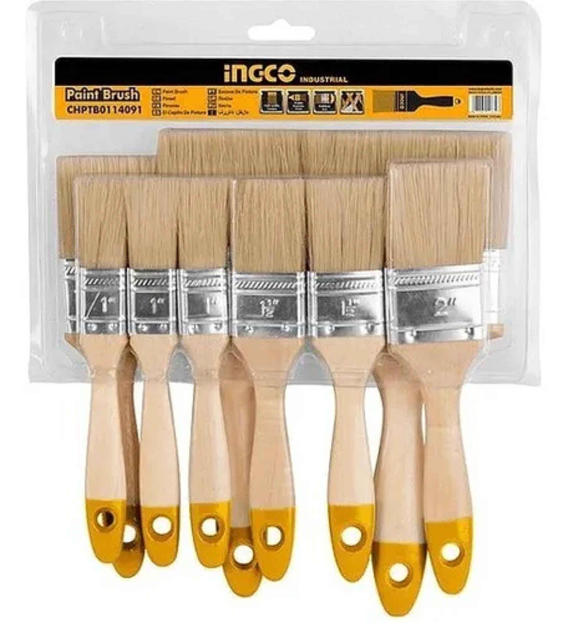 Juego De Brochas Para Pintar 9 Pcs (1 ,1,5 ,2 ,3 ,4 ) Ingco-0