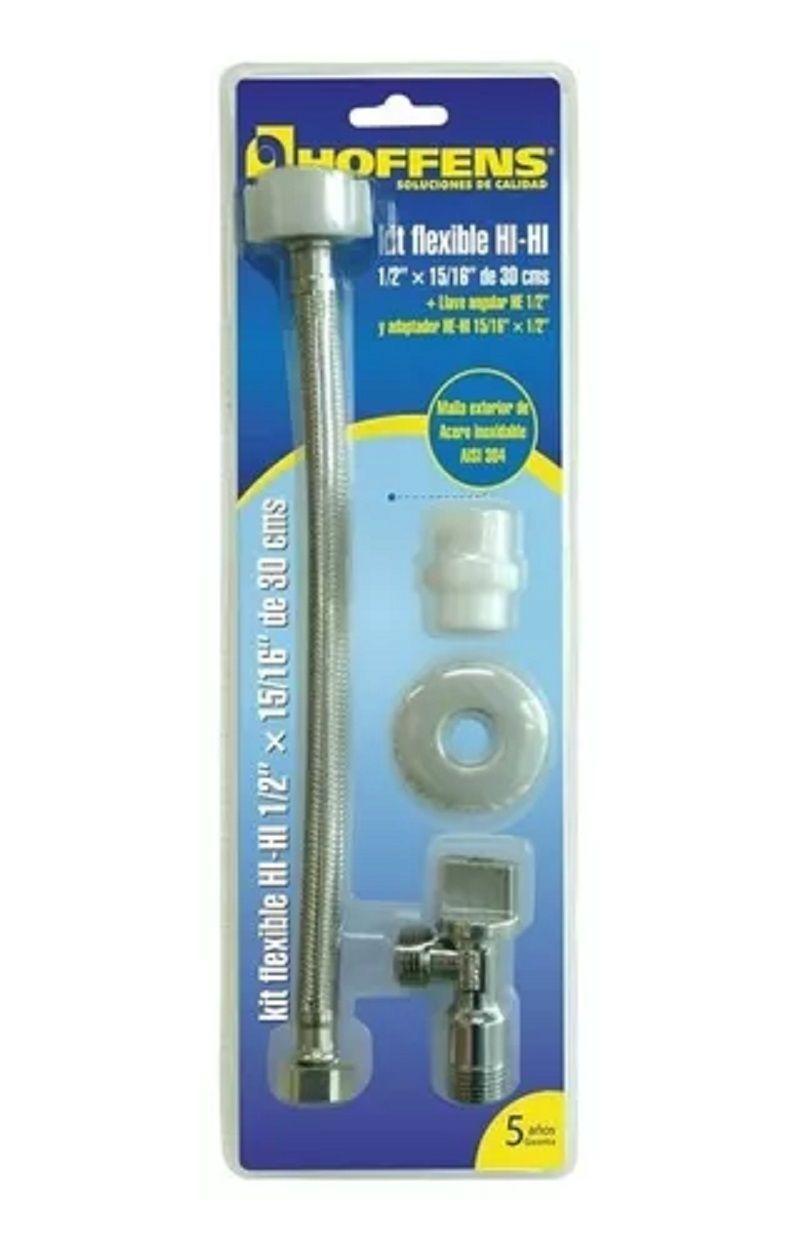 Kit Flexible 1/2 X 30cm + Llave Angular De Paso Acero/inox-0