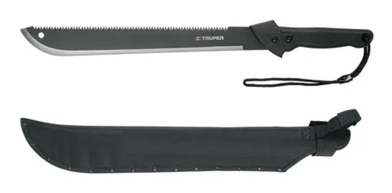 Machete Doble Filo 18 Cacha Bimaterial, Con Funda, Truper-0