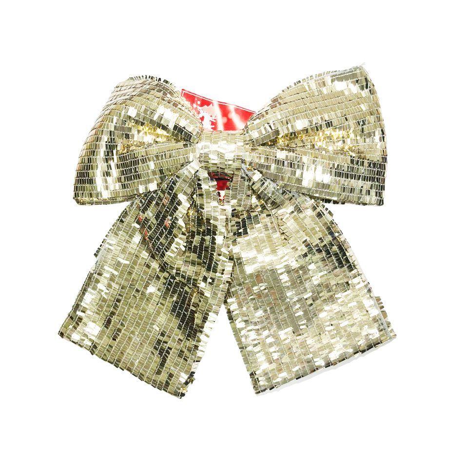 Lazo Grande Decoración para colgar Arbol de Navidad Plateado 40x37cm-0