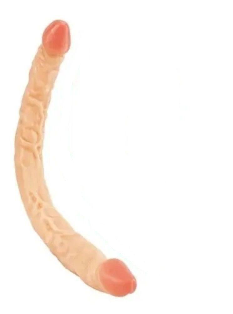 Dildo Doble Cabeza Texturizado Flexible Suave Consolador-0