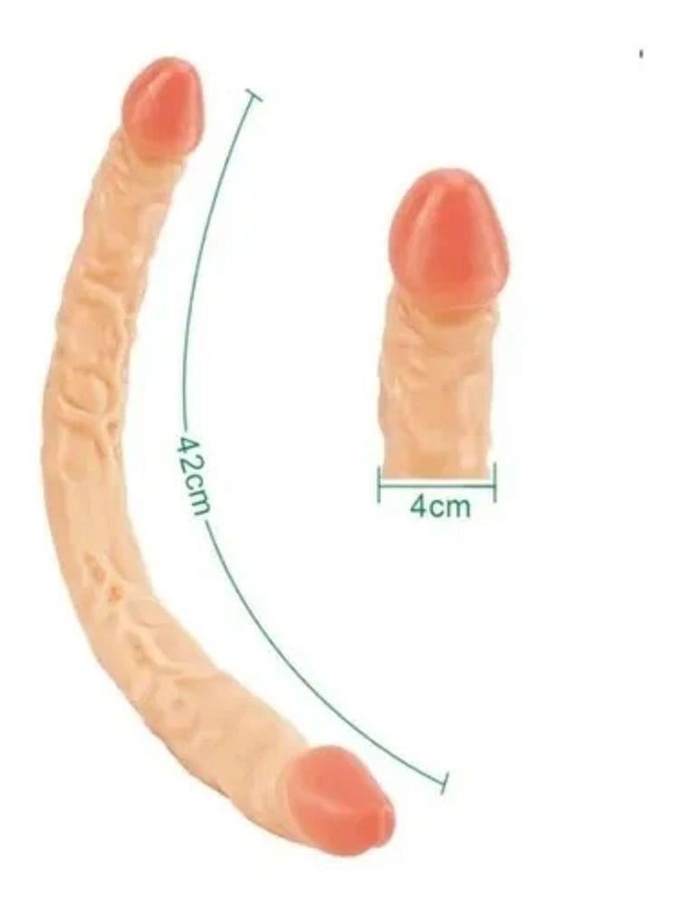 Dildo Doble Cabeza Texturizado Flexible Suave Consolador-1