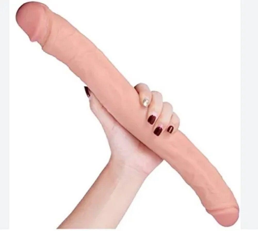 Dildo Doble Cabeza Texturizado Flexible Suave Consolador-2