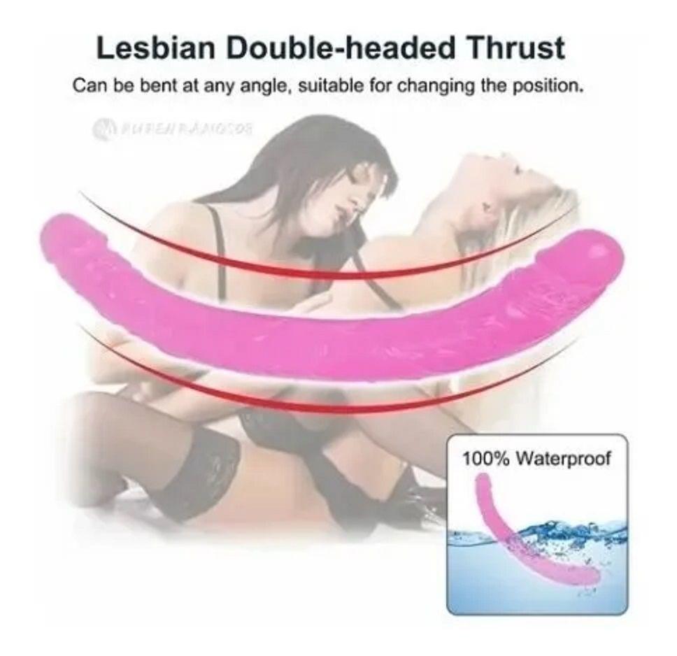 Dildo Doble Cabeza Texturizado Flexible Suave Consolador-3