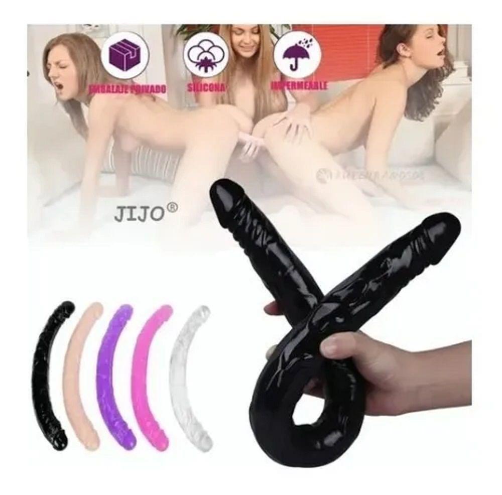 Dildo Doble Cabeza Texturizado Flexible Suave Consolador-4
