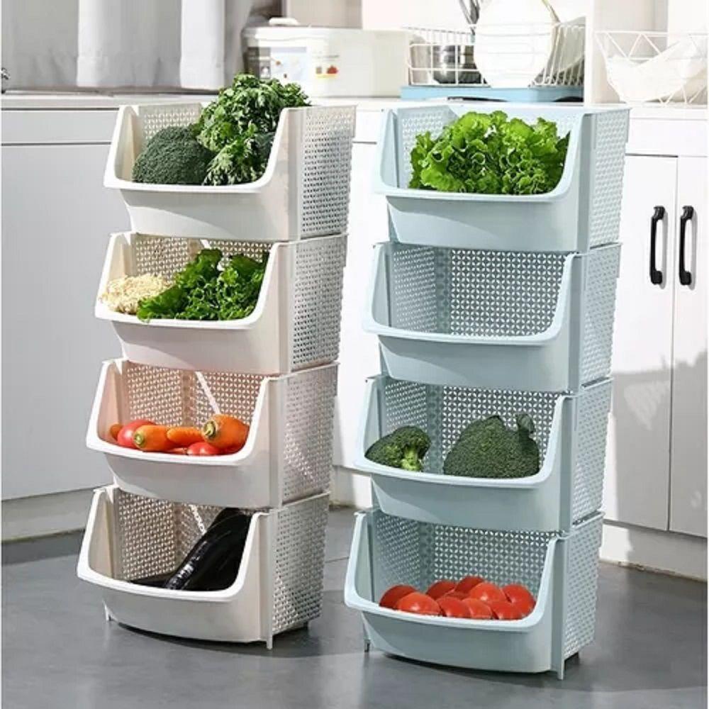 Verdulero 4 Canastos Organizador Juguete Estante Celeste-1