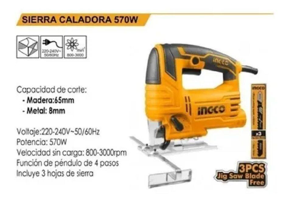 Sierra Caladora 570w Ingco Js57028 + 3 Sierras-1