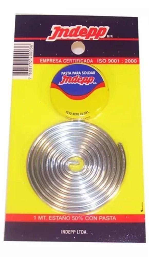 Soldadura Estaño 50% 1 Mt + Pasta Soldar Original Fundente-0