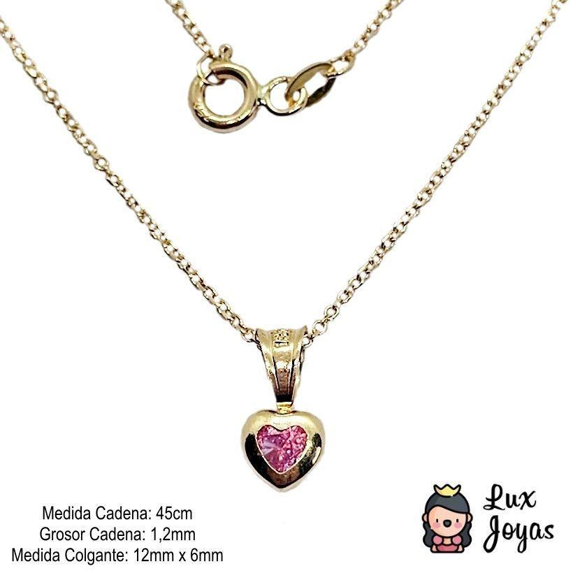 Cadena Eslabones Punto De Luz Corazón Oro 18k-2