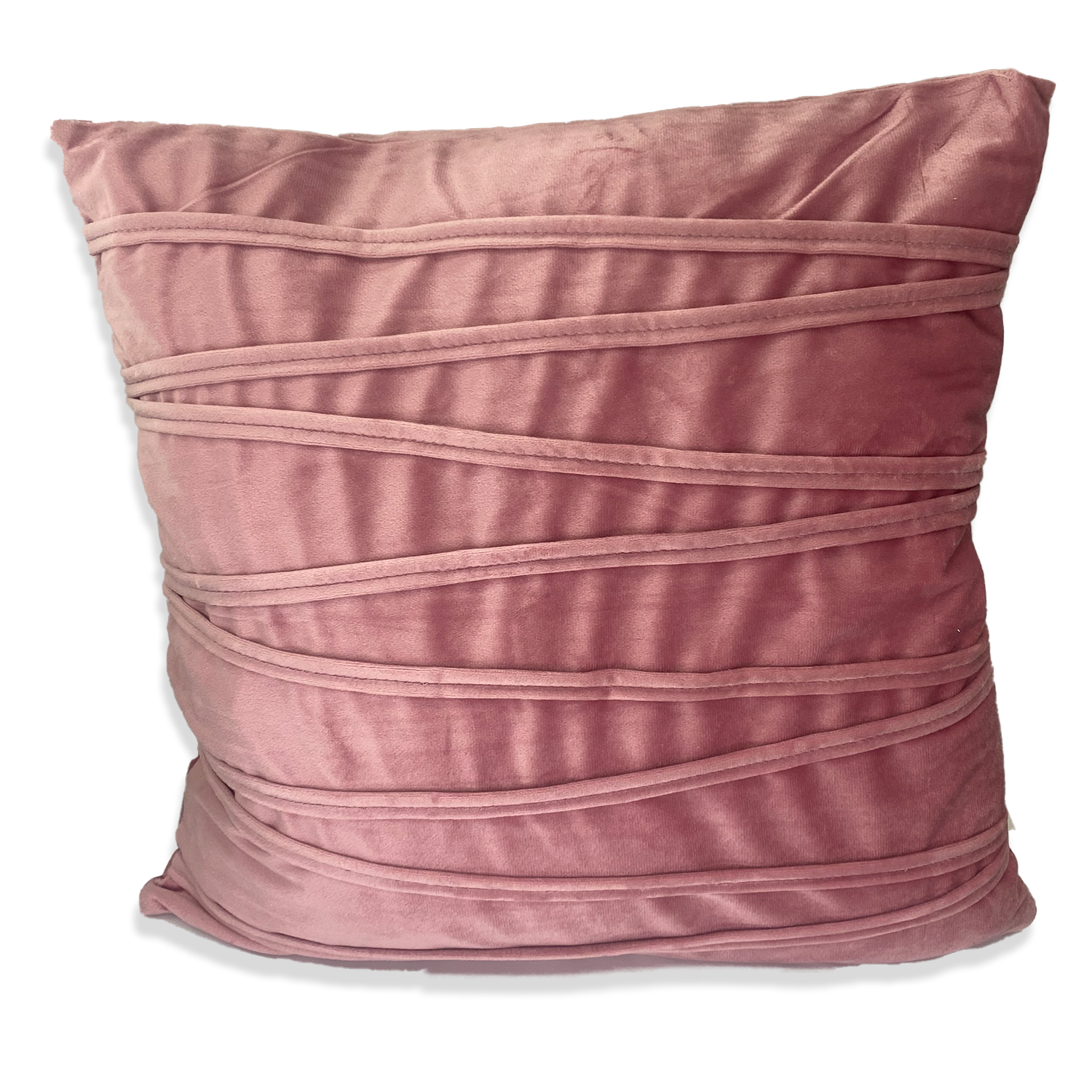 Cojín Deco Terciopelo Diseño Líneas Rosa 45x45-0