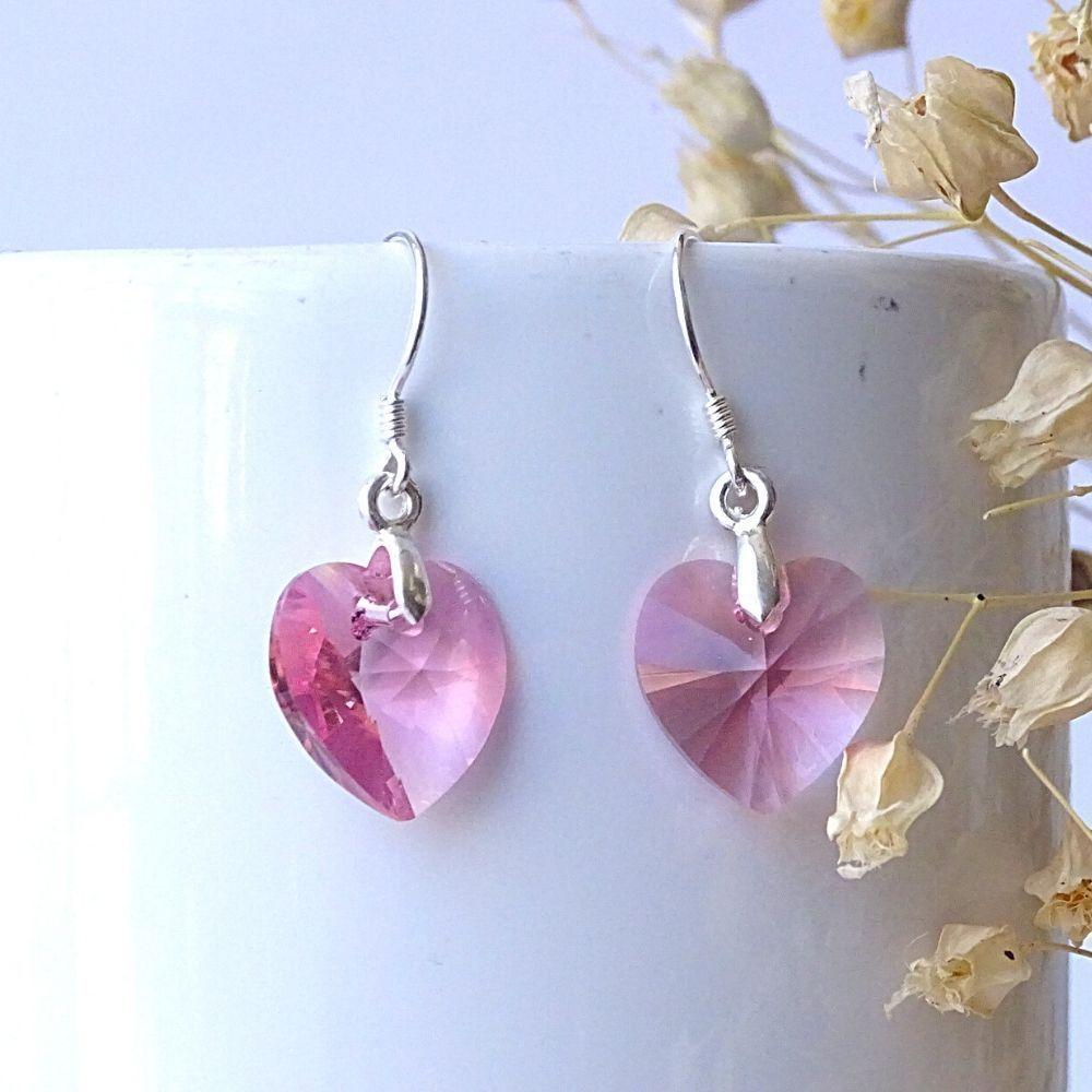 Aros Corazón Cristales Rosa - MABELITA-2