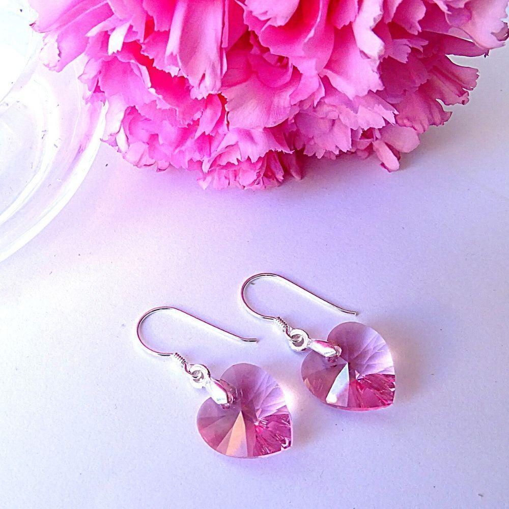Aros Corazón Cristales Rosa - MABELITA-3