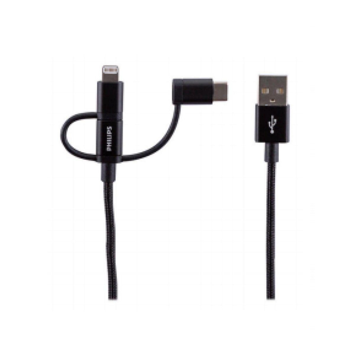 CABLE 3 1N 1 USB LIGHTNING MICRO USB NEGRO PHILIPS-0